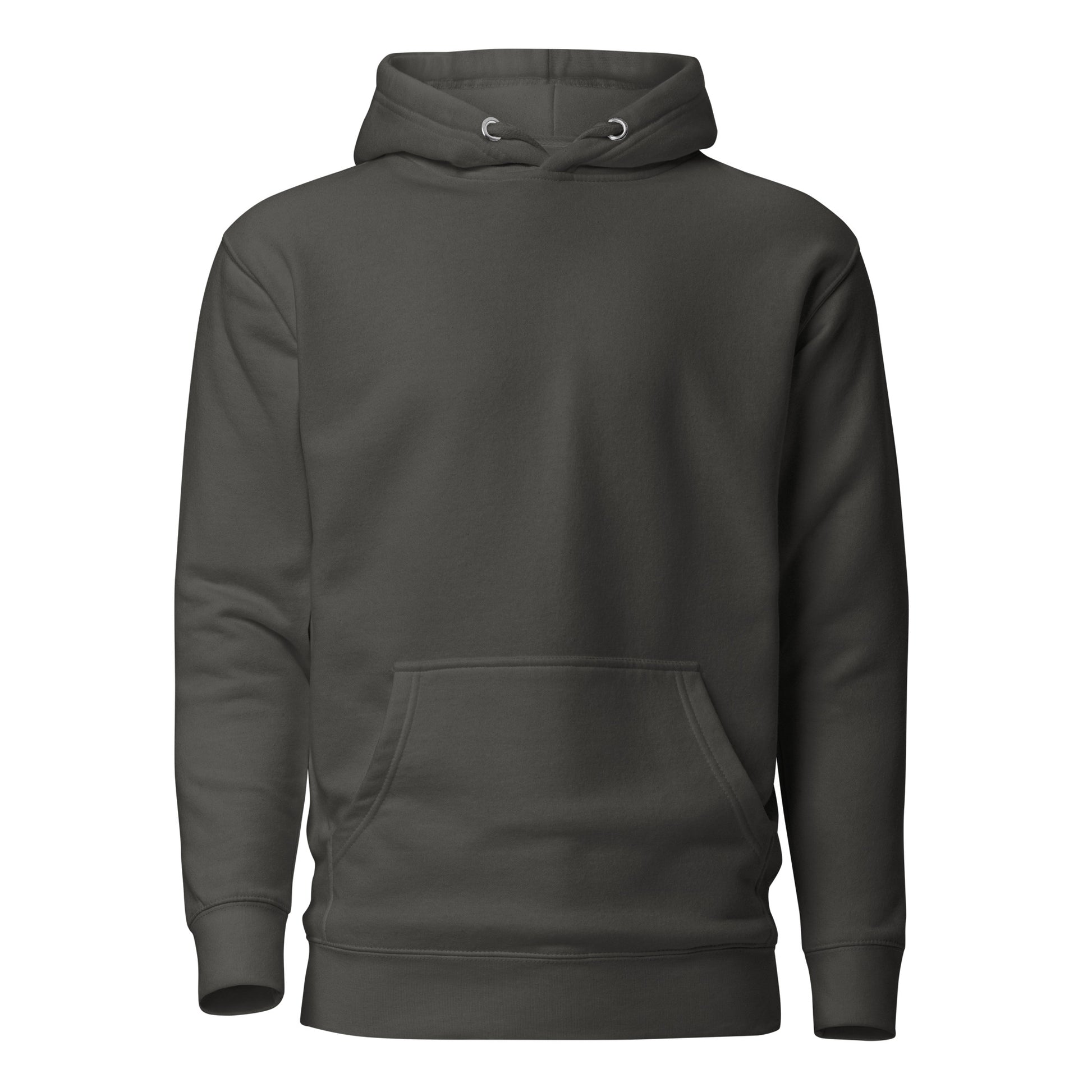 Front view of the charcoal Nine Sols Balance Hoodie Yin Yang Presence with clean front and no visible print