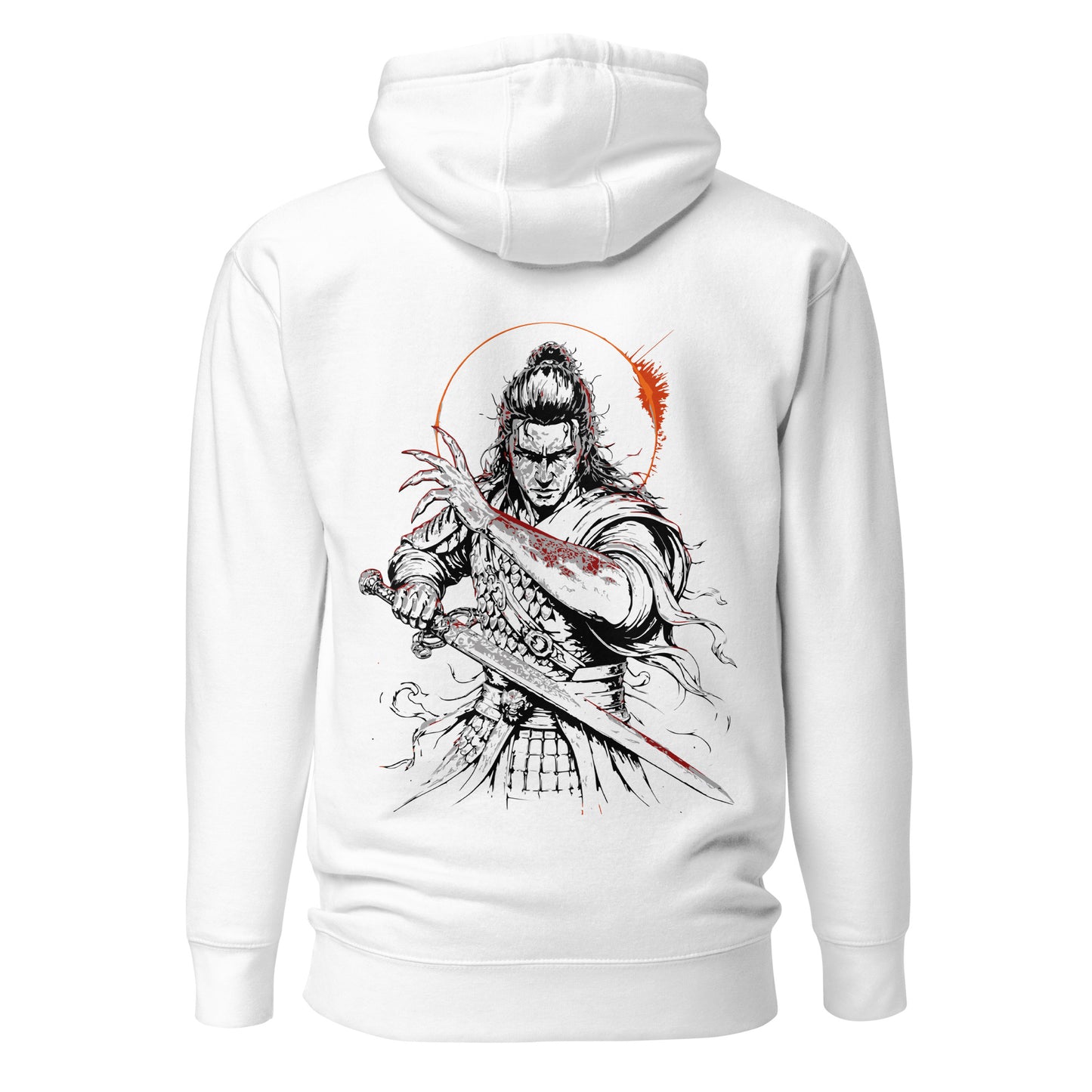 Back view of The Blood of Dawnwalker Coen Sword Hoodie featuring large Coen sword artwork across the back