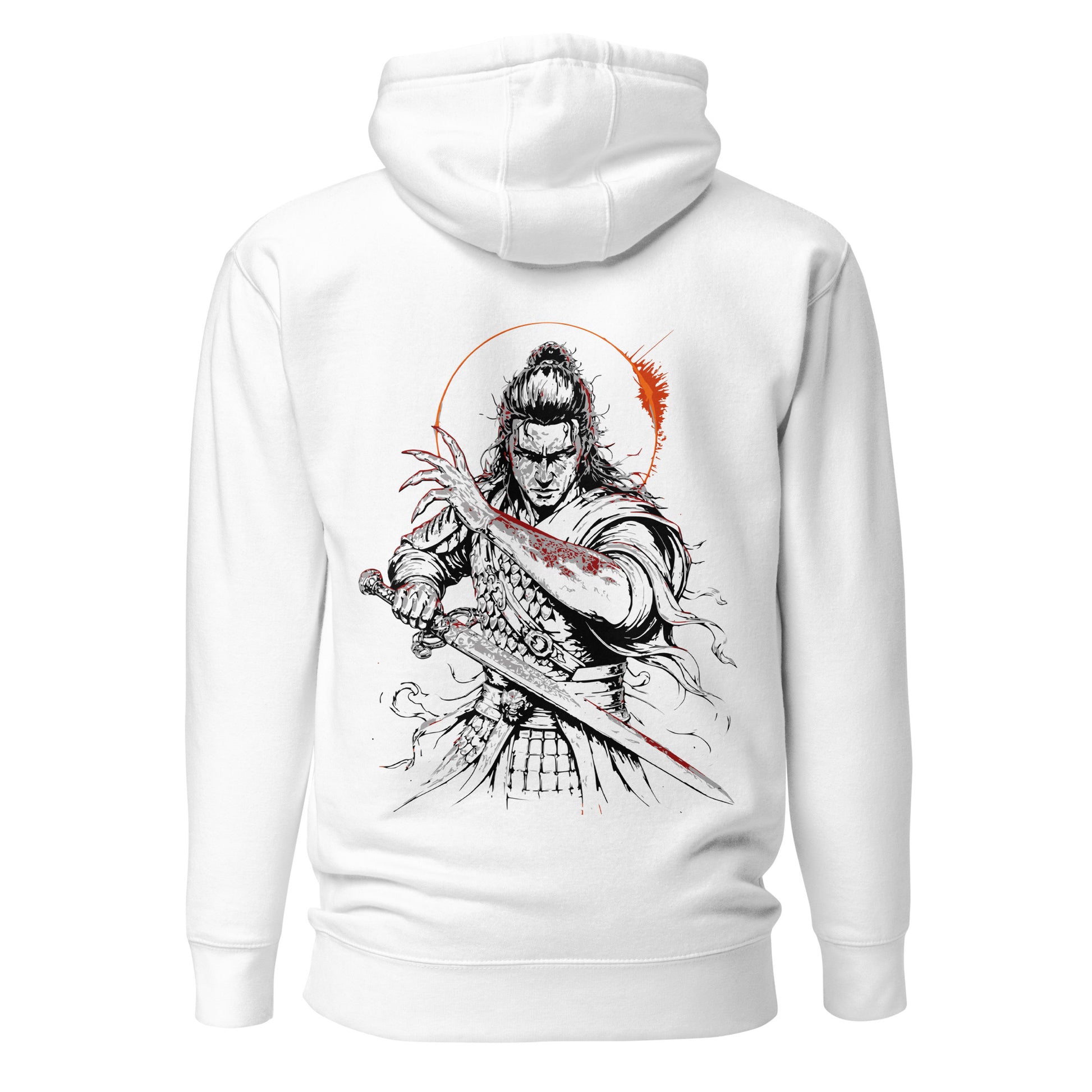 Back view of The Blood of Dawnwalker Coen Sword Hoodie featuring large Coen sword artwork across the back