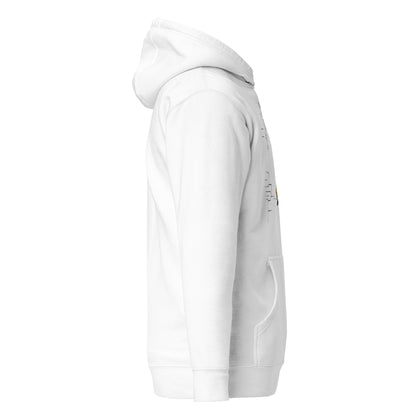 Right side view of the white Nine Sols Motion Hoodie Seal Momentum showing sleeve structure and relaxed fit