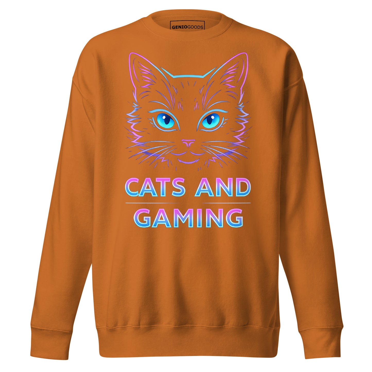 Cats and gaming sweatshirt neon gamer cat aesthetic – original gamer merch by GenioGoods