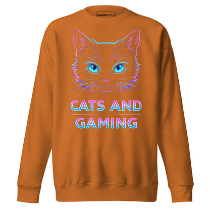 Cats and gaming sweatshirt neon gamer cat aesthetic – original gamer merch by GenioGoods