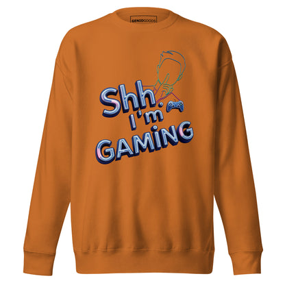 Shh I'm gaming sweatshirt neon humor for focused gamers – original gamer merch by GenioGoods
