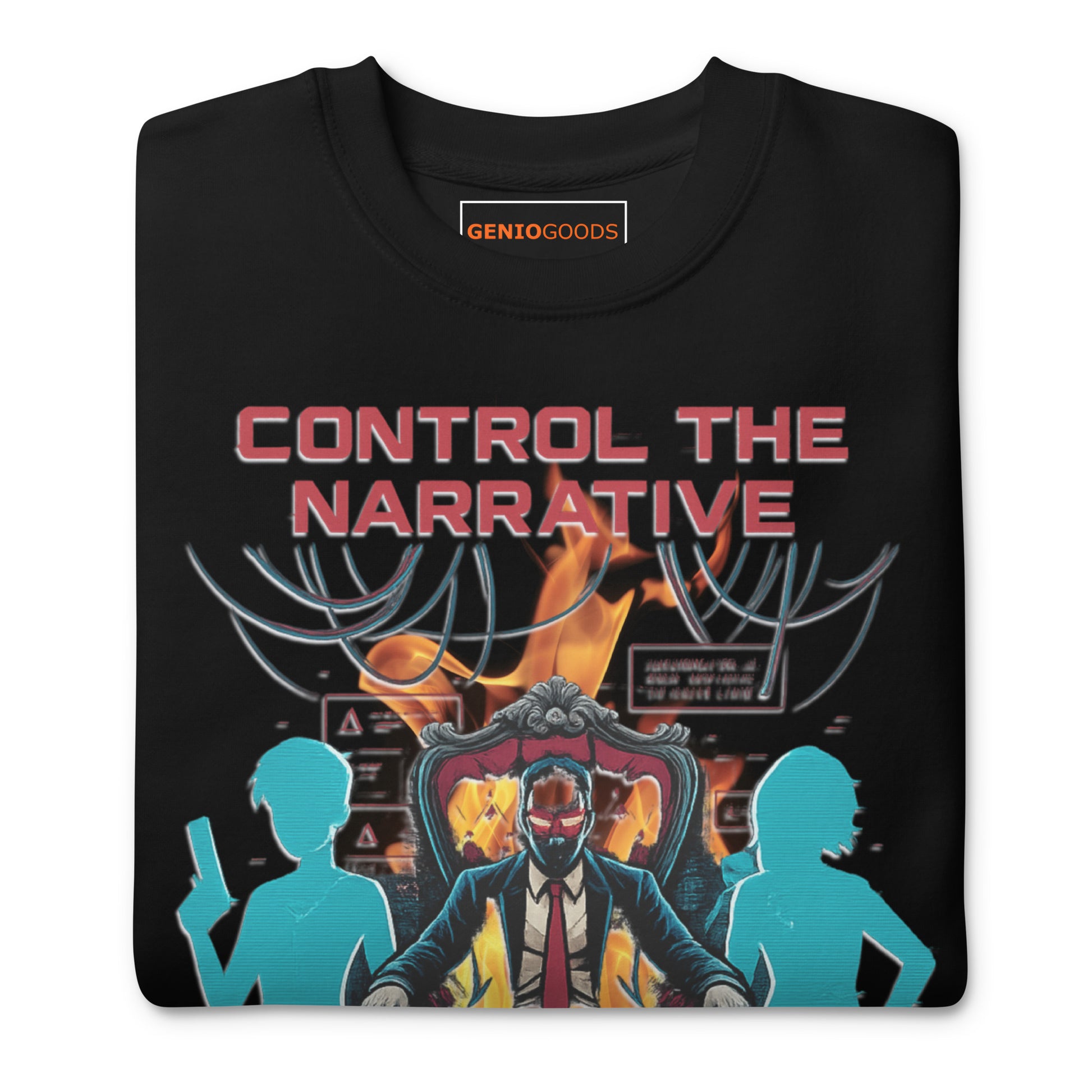 Split Fiction Fire Sweatshirt – Control the Narrative Edition – fan-made gamer merch by GenioGoods