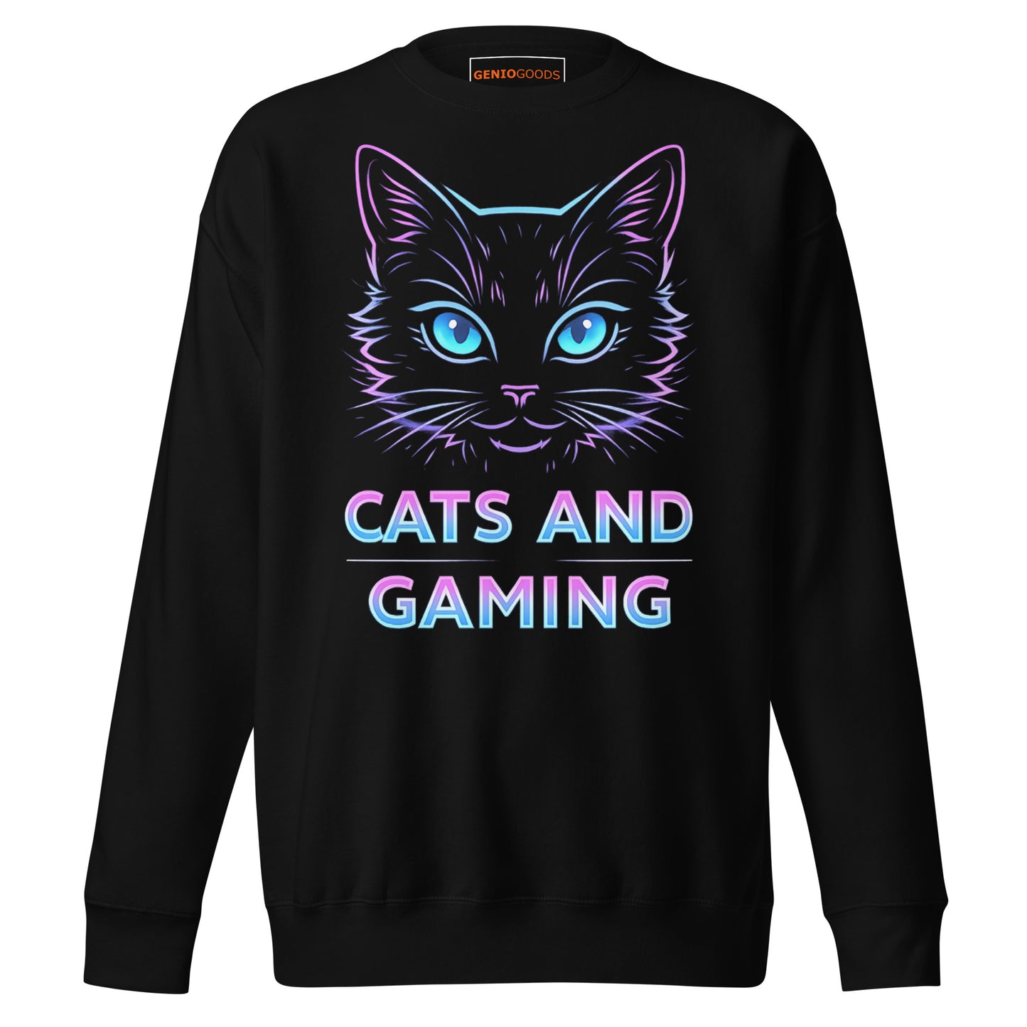 Cats and gaming sweatshirt neon gamer cat aesthetic – original gamer merch by GenioGoods