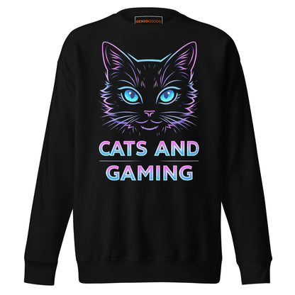 Cats and gaming sweatshirt neon gamer cat aesthetic – original gamer merch by GenioGoods