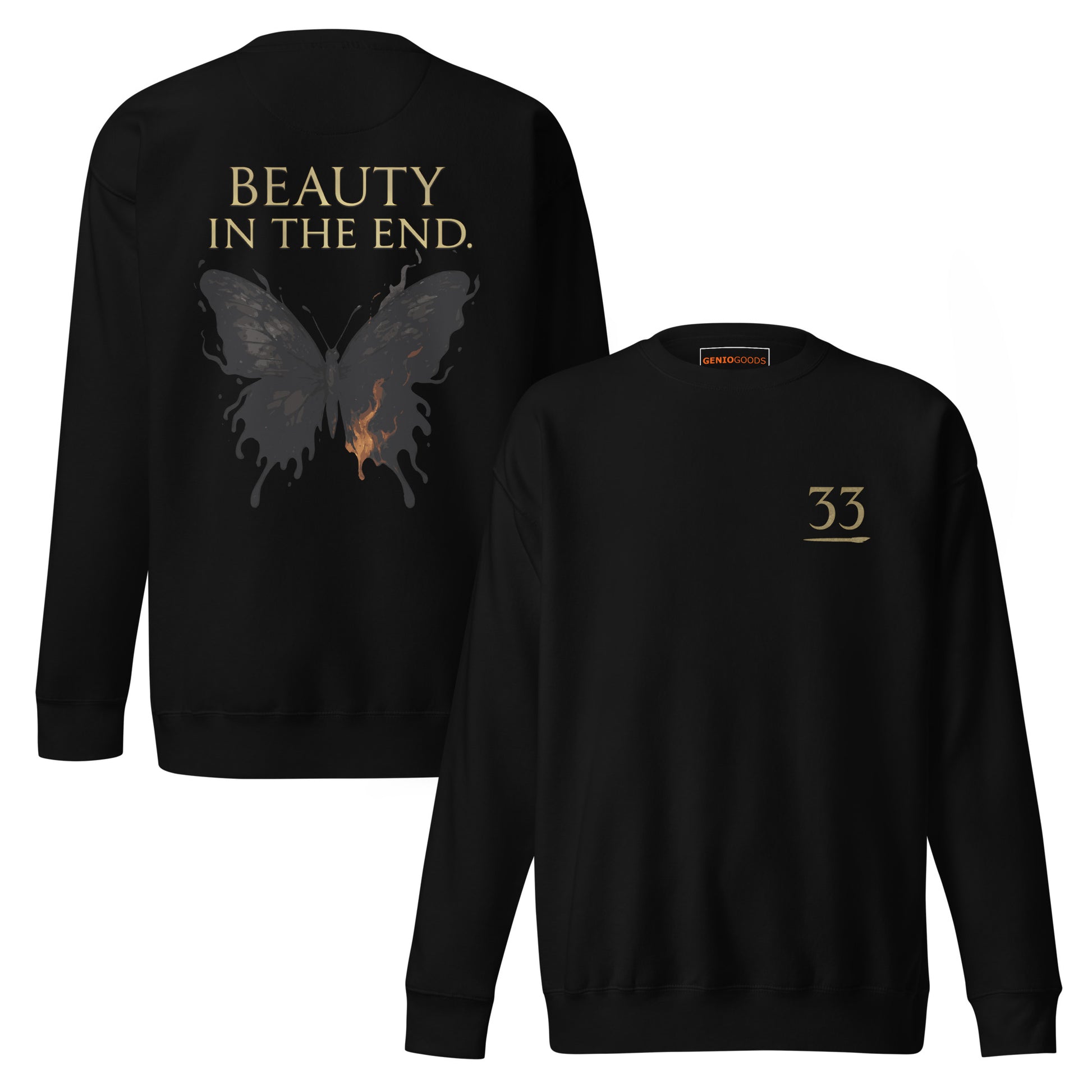 Dark Fantasy Sweatshirt – Beauty in the End - Clair Obscur 33 – fan-made gamer merch by GenioGoods