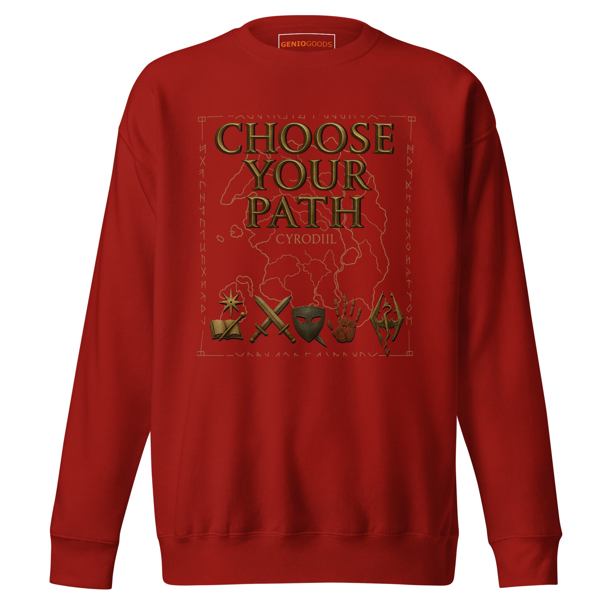 Oblivion Choose Your Path Sweatshirt – Cyrodiil Map Edition – fan-made gamer merch by GenioGoods