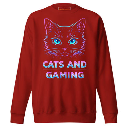 Cats and gaming sweatshirt neon gamer cat aesthetic – original gamer merch by GenioGoods