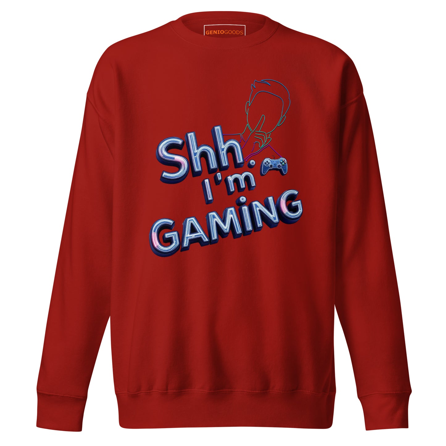 Shh I'm gaming sweatshirt neon humor for focused gamers – original gamer merch by GenioGoods