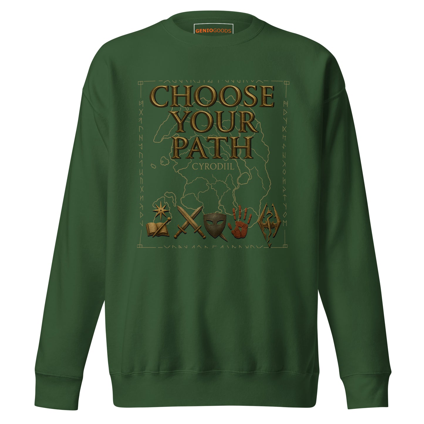 Oblivion Choose Your Path Sweatshirt – Cyrodiil Map Edition – fan-made gamer merch by GenioGoods