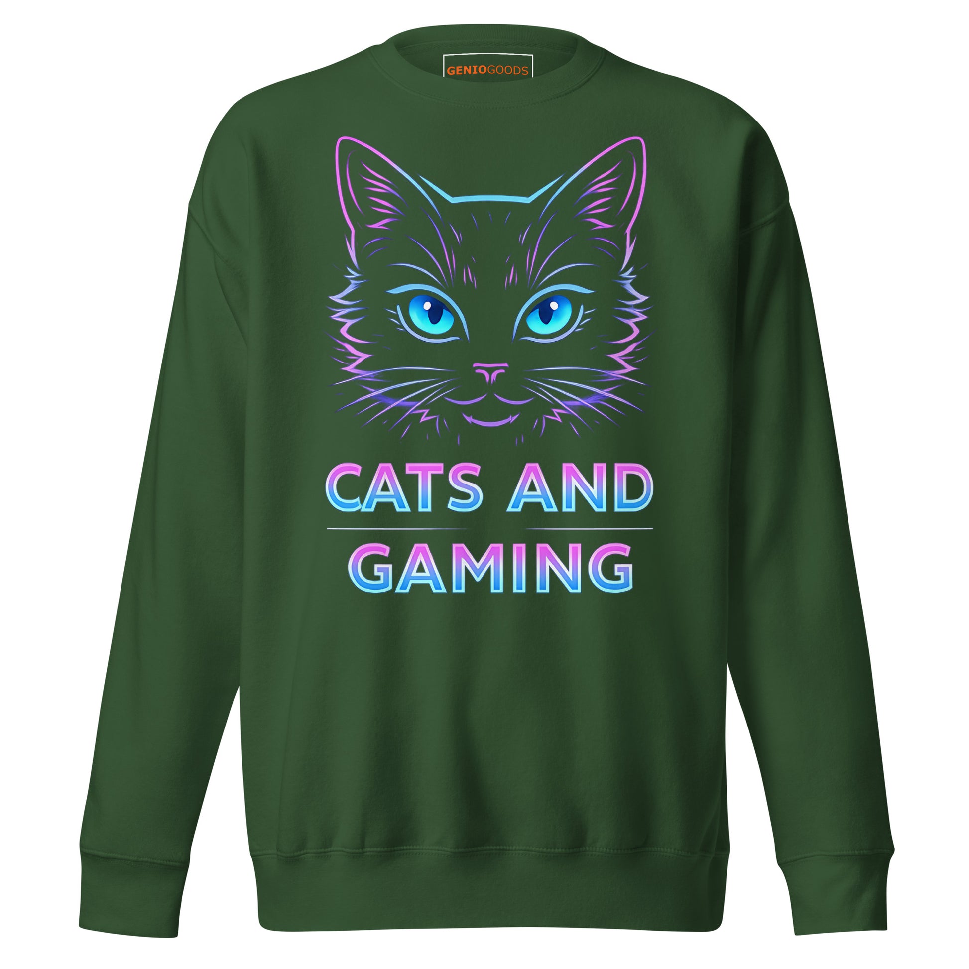 Cats and gaming sweatshirt neon gamer cat aesthetic – original gamer merch by GenioGoods