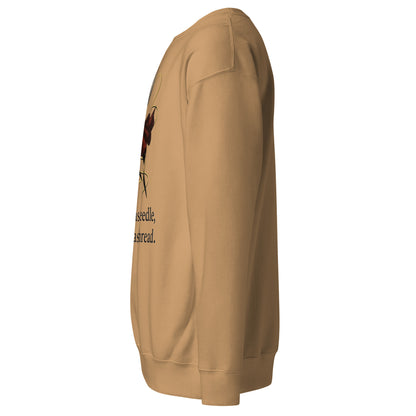 Hornet silksong sweatshirt needle quote fan art – fan-made gamer merch by GenioGoods