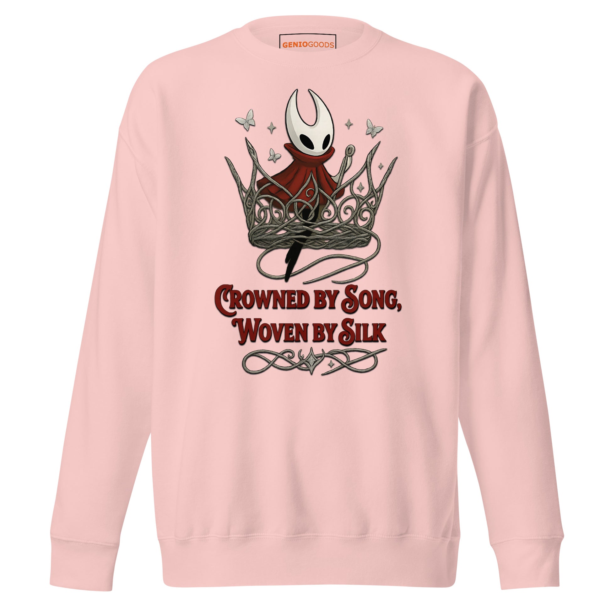 Crowned by Song Sweatshirt – Silksong Hornet Fan Tribute – fan-made gamer merch by GenioGoods