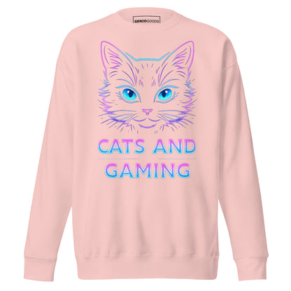 Cats and gaming sweatshirt neon gamer cat aesthetic – original gamer merch by GenioGoods
