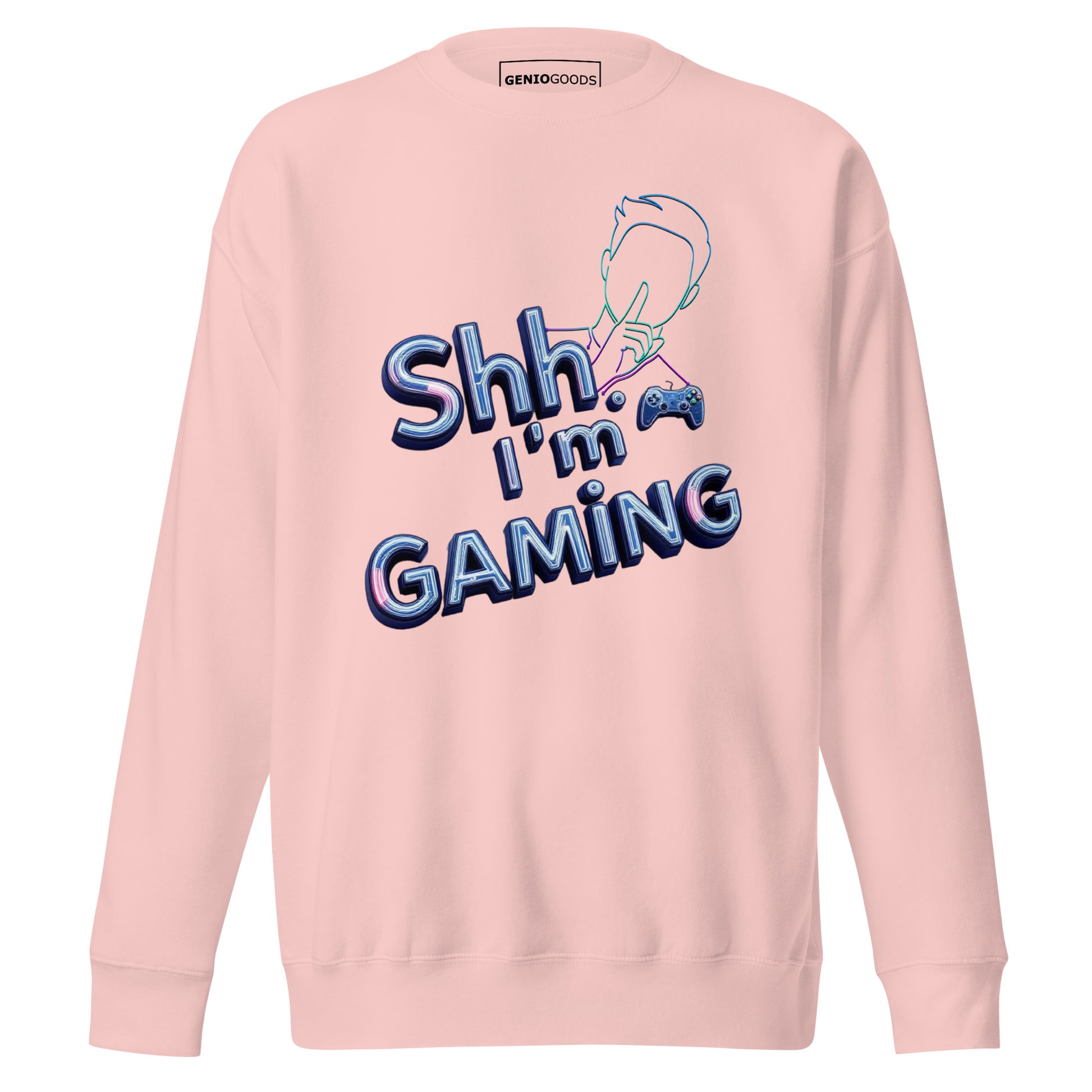 Shh I'm gaming sweatshirt neon humor for focused gamers – original gamer merch by GenioGoods