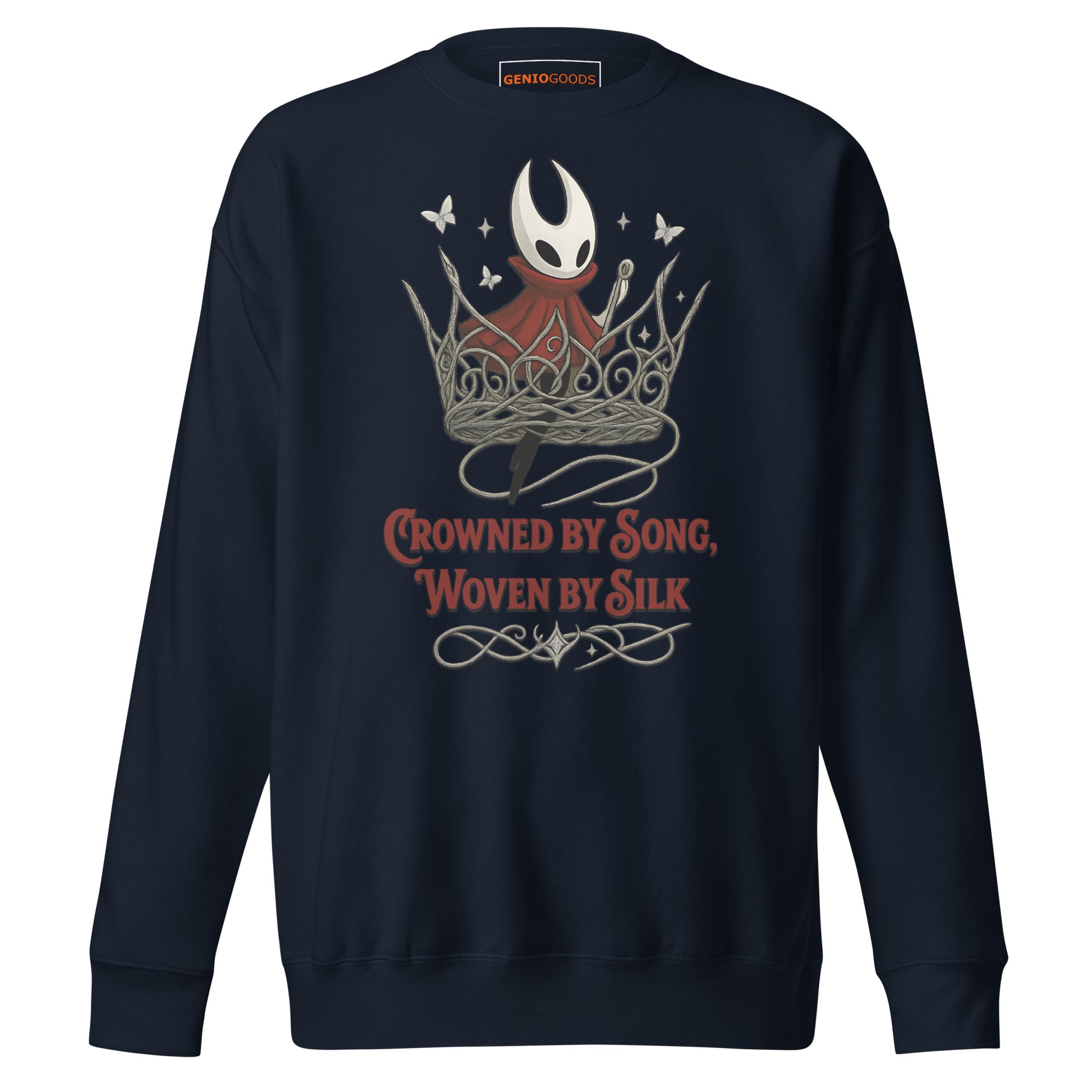 Crowned by Song Sweatshirt – Silksong Hornet Fan Tribute – fan-made gamer merch by GenioGoods