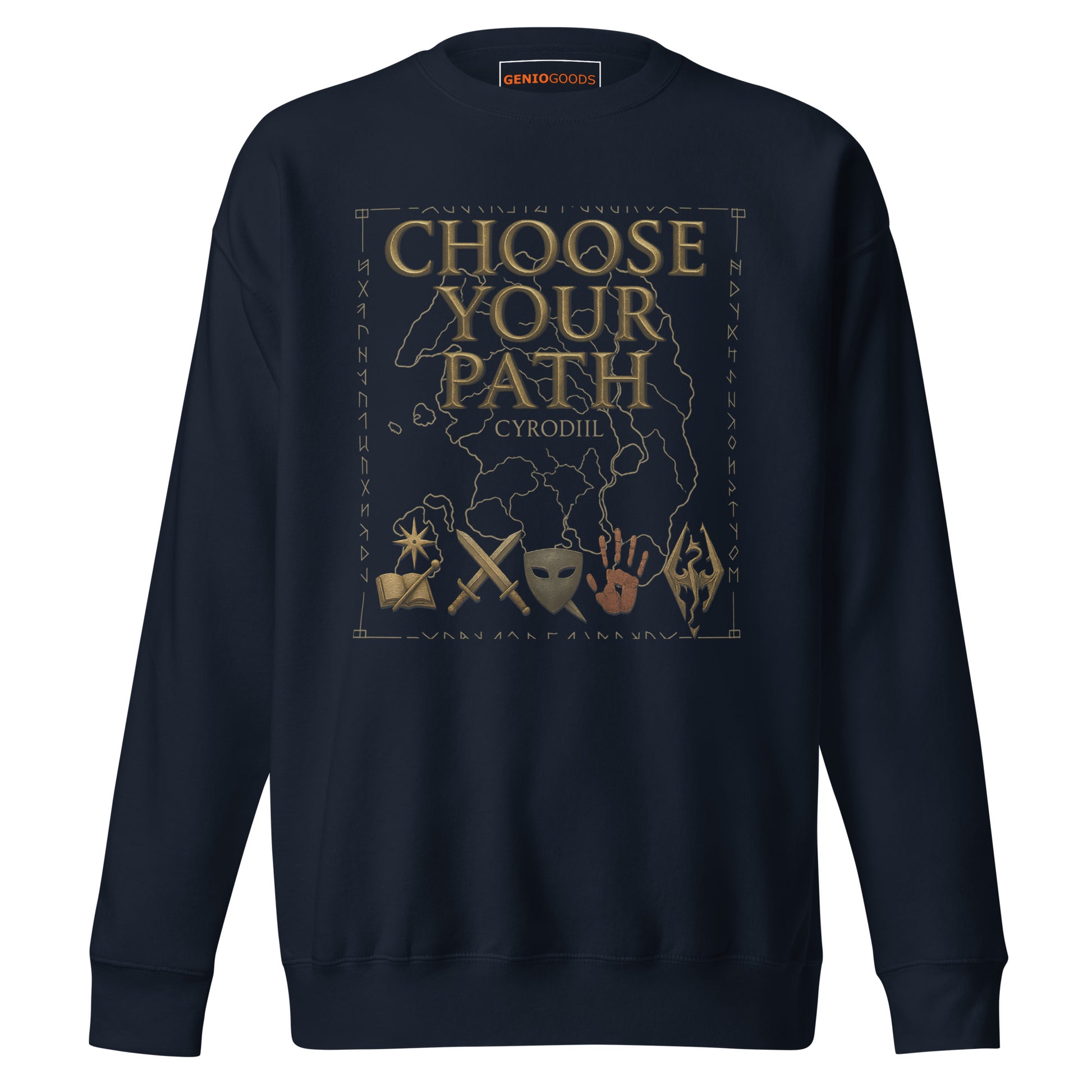 Oblivion Choose Your Path Sweatshirt – Cyrodiil Map Edition – fan-made gamer merch by GenioGoods