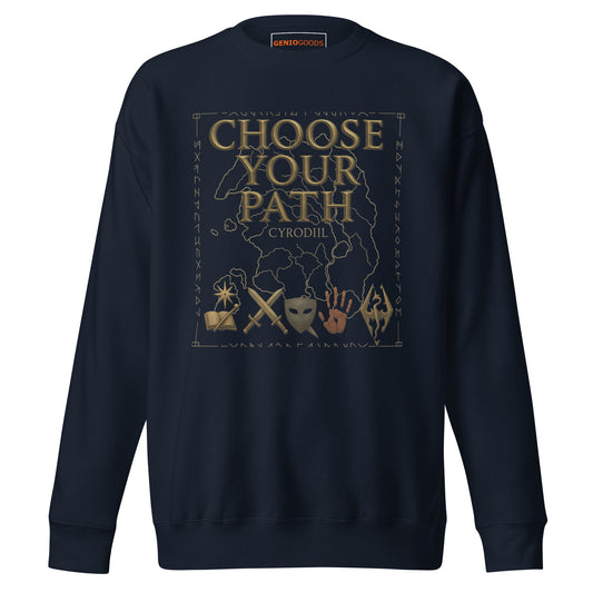 Oblivion Choose Your Path Sweatshirt – Cyrodiil Map Edition – fan-made gamer merch by GenioGoods