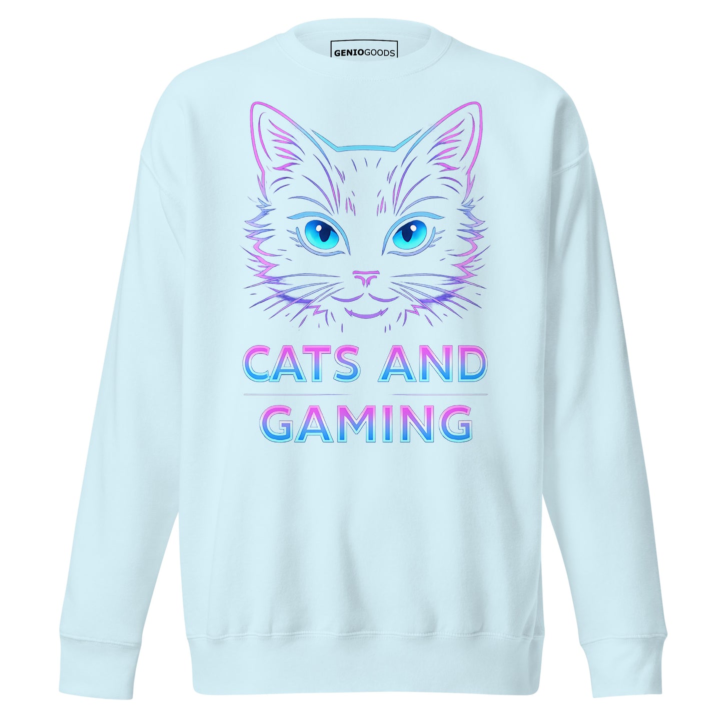 Cats and gaming sweatshirt neon gamer cat aesthetic – original gamer merch by GenioGoods