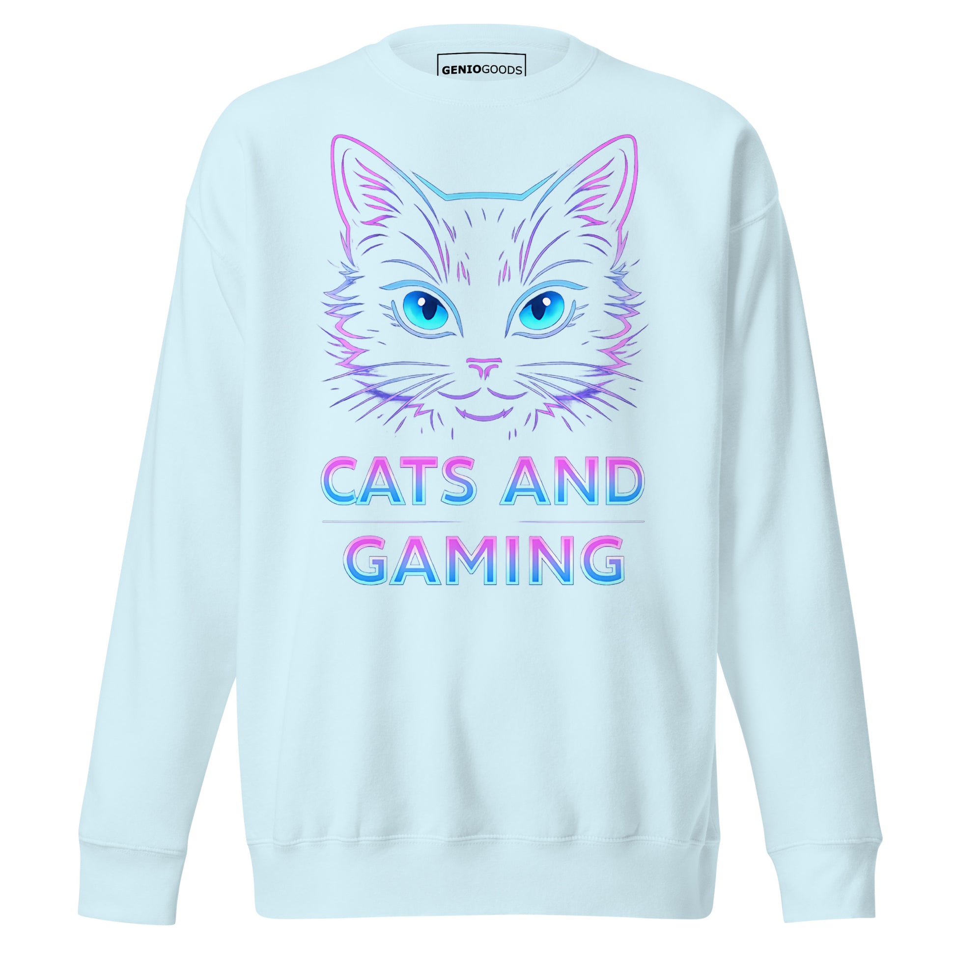 Cats and gaming sweatshirt neon gamer cat aesthetic – original gamer merch by GenioGoods