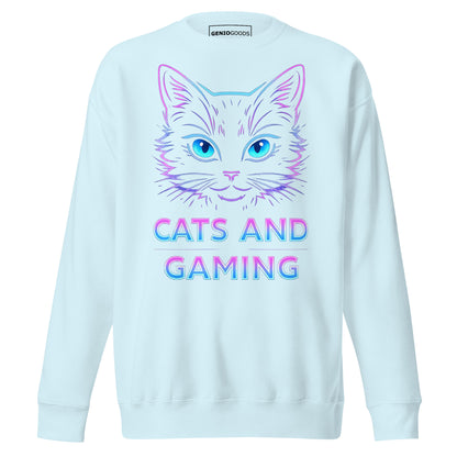 Cats and gaming sweatshirt neon gamer cat aesthetic – original gamer merch by GenioGoods