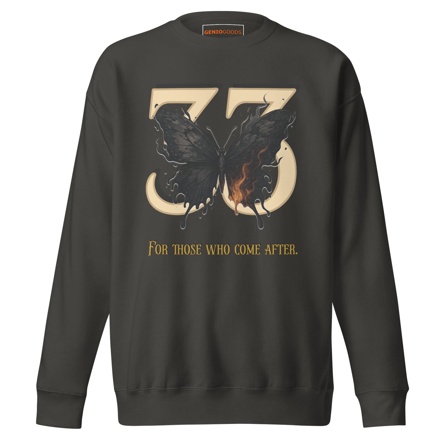 Clair Obscur 33 Sweatshirt – Legacy Butterfly Tribute – fan-made gamer merch by GenioGoods