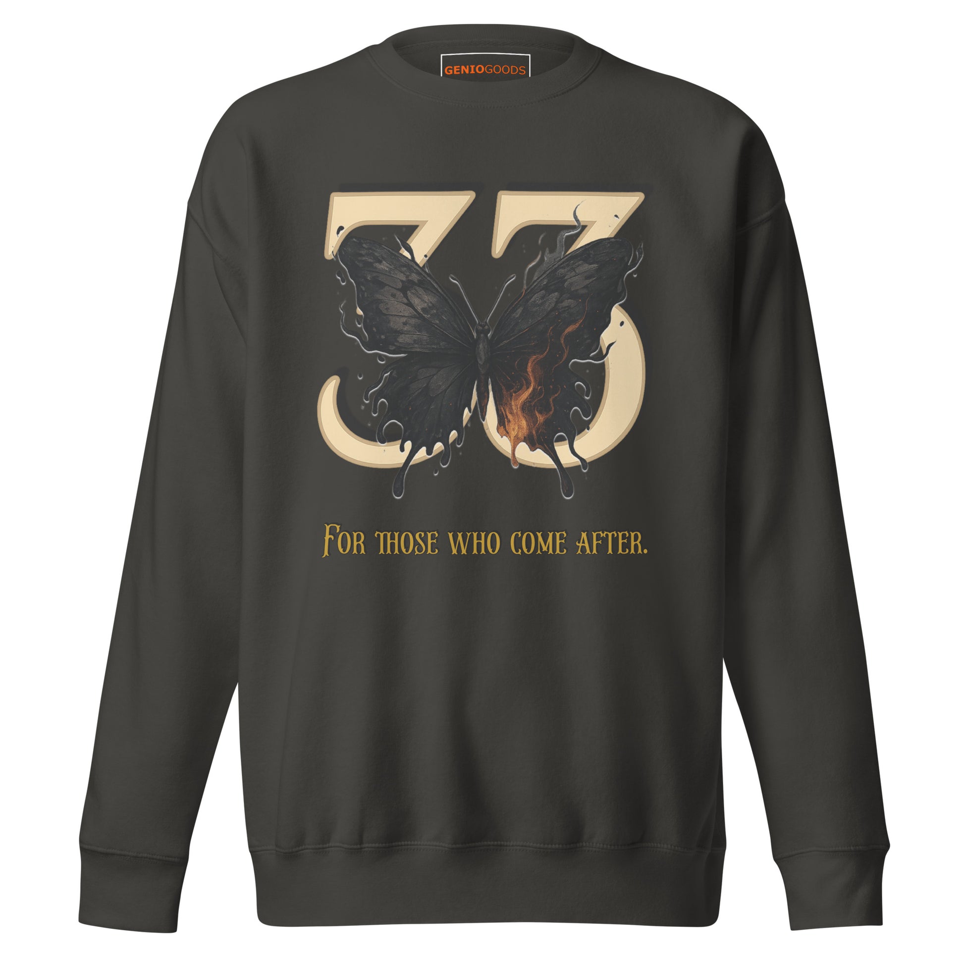 Clair Obscur 33 Sweatshirt – Legacy Butterfly Tribute – fan-made gamer merch by GenioGoods