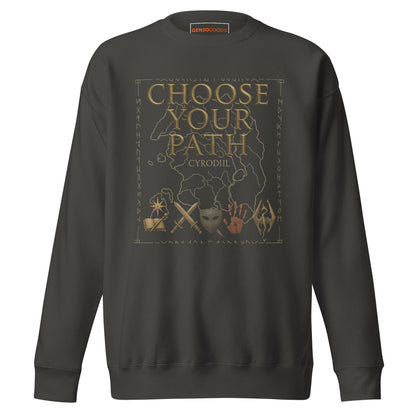 Oblivion Choose Your Path Sweatshirt – Cyrodiil Map Edition – fan-made gamer merch by GenioGoods