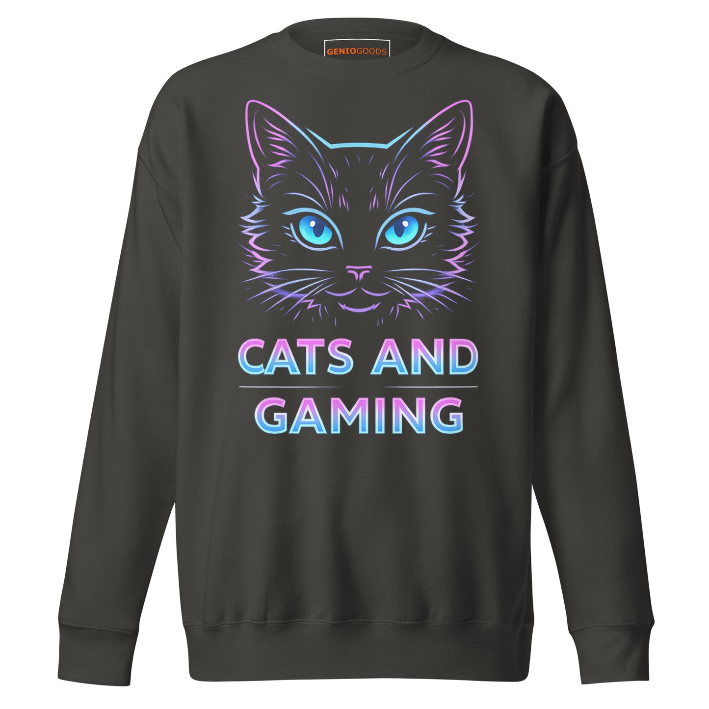 Cats and gaming sweatshirt neon gamer cat aesthetic – original gamer merch by GenioGoods