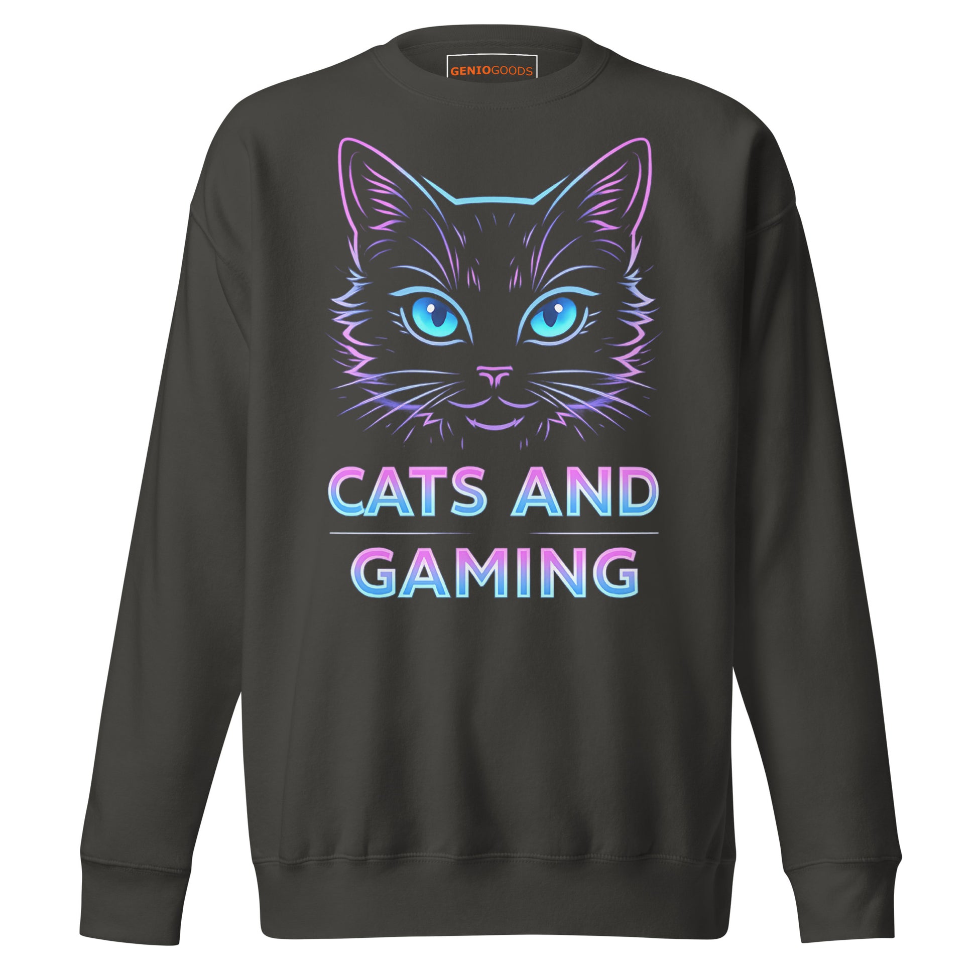 Cats and gaming sweatshirt neon gamer cat aesthetic – original gamer merch by GenioGoods