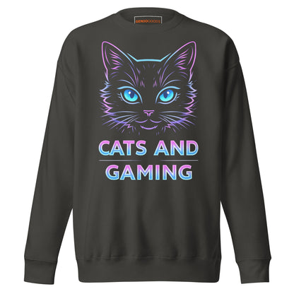 Cats and gaming sweatshirt neon gamer cat aesthetic – original gamer merch by GenioGoods