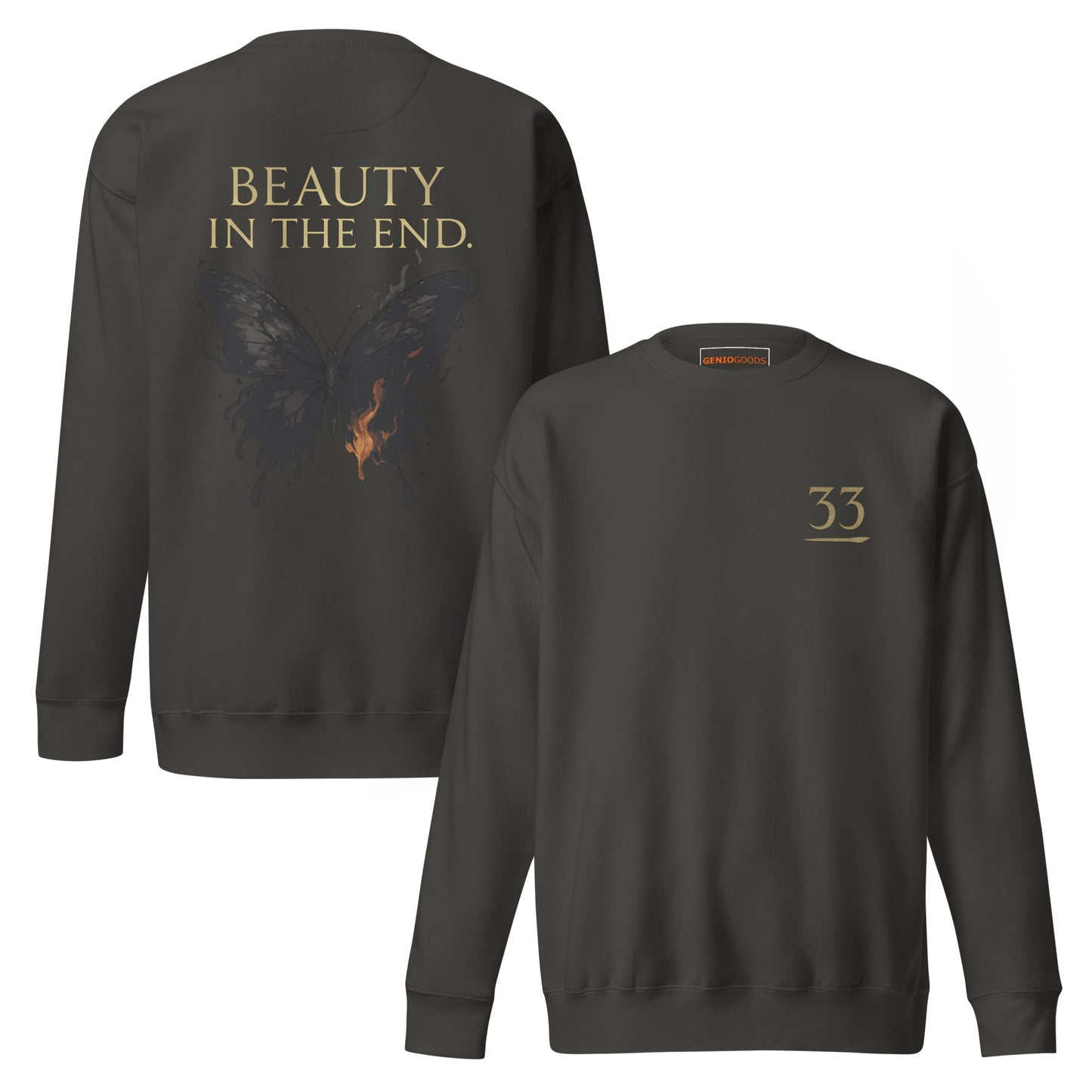 Dark Fantasy Sweatshirt – Beauty in the End - Clair Obscur 33 – fan-made gamer merch by GenioGoods