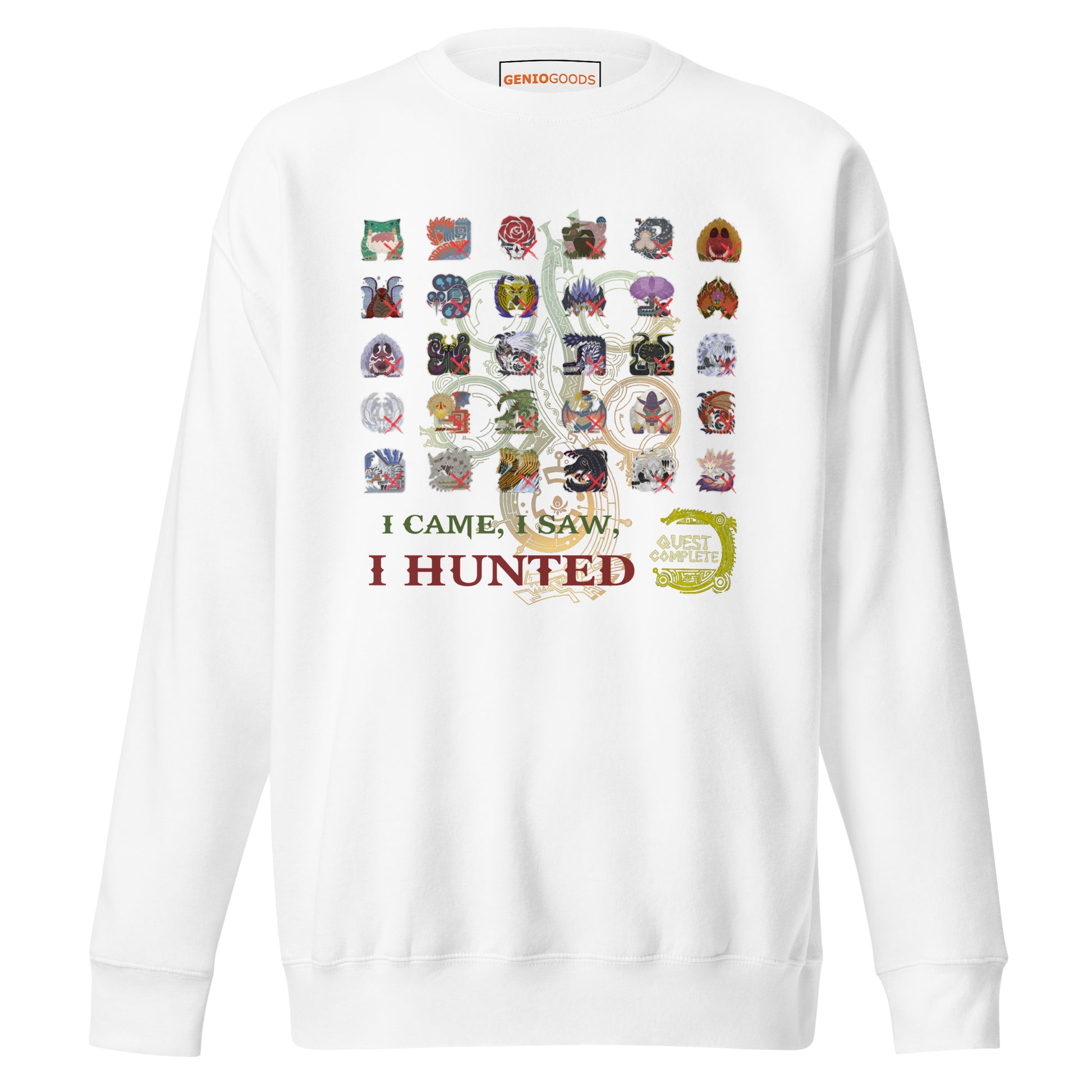 Monster Hunter Wilds Sweatshirt – Quest Complete Design – fan-made gamer merch by GenioGoods