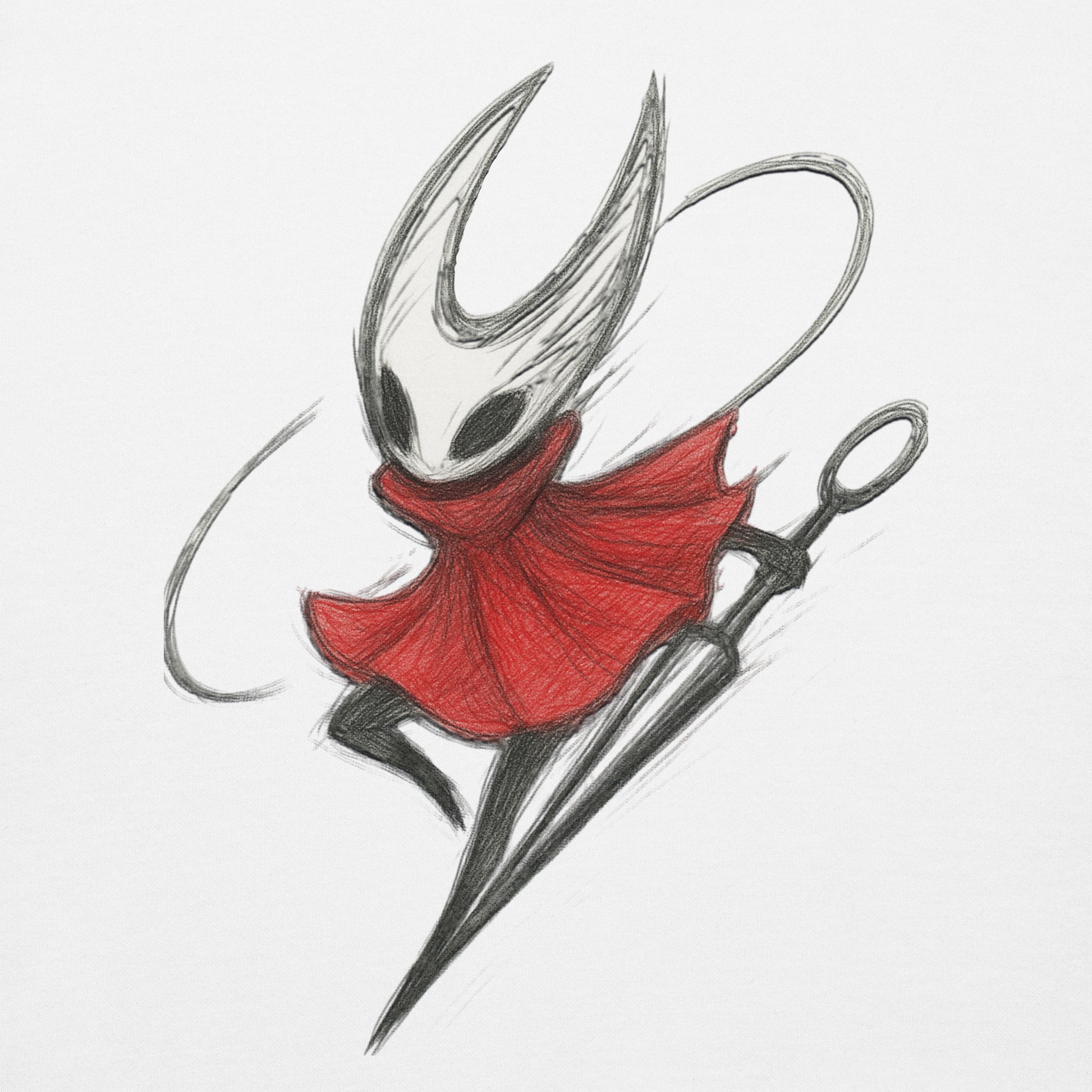 Hornet silksong sweatshirt hand-drawn sketch fan art – fan-made gamer merch by GenioGoods