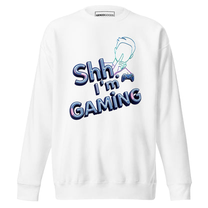 Shh I'm gaming sweatshirt neon humor for focused gamers – original gamer merch by GenioGoods